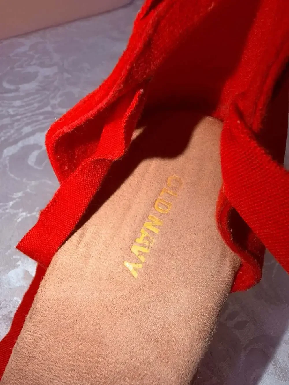 Old Navy Red Lace Up Espadrille Wedge Sandals